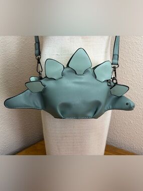 3D Stegosaurus Dinosaur Sage Green Crossbody Bag